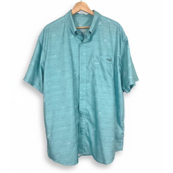 Huk Mens XL Performance Outdoor Fishing Boating Coastal Vented Button Down Shirt - Picture 1 of 10